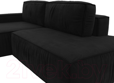 Диван угловой Лига Диванов Прага Модерн левый (микровельвет черный)