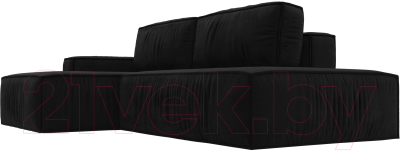 Диван угловой Лига Диванов Прага Модерн левый (микровельвет черный)