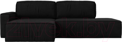 Диван угловой Лига Диванов Прага Модерн левый (микровельвет черный)