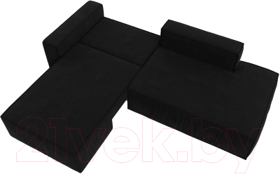 Диван угловой Лига Диванов Прага Модерн левый (микровельвет черный)