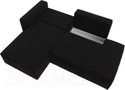 Диван угловой Лига Диванов Прага Модерн левый (микровельвет черный)