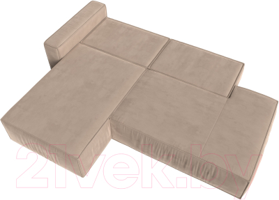 Диван угловой Лига Диванов Прага Модерн левый (велюр бежевый)