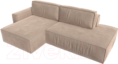 Диван угловой Лига Диванов Прага Модерн левый (велюр бежевый)