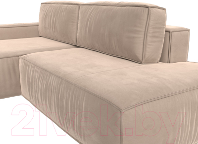 Диван угловой Лига Диванов Прага Модерн левый (велюр бежевый)