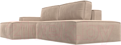 Диван угловой Лига Диванов Прага Модерн левый (велюр бежевый)