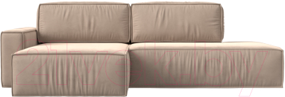 Диван угловой Лига Диванов Прага Модерн левый (велюр бежевый)