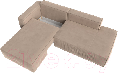 Диван угловой Лига Диванов Прага Модерн левый (велюр бежевый)