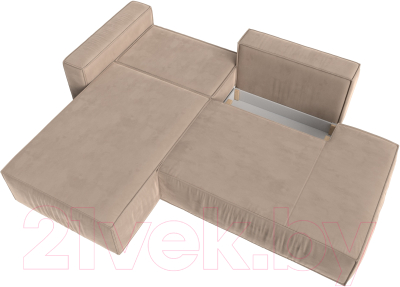Диван угловой Лига Диванов Прага Модерн левый (велюр бежевый)