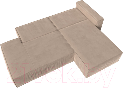 Диван угловой Лига Диванов Прага Модерн правый (велюр бежевый)