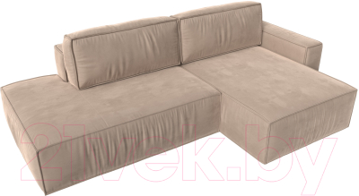 Диван угловой Лига Диванов Прага Модерн правый (велюр бежевый)