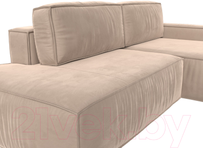 Диван угловой Лига Диванов Прага Модерн правый (велюр бежевый)