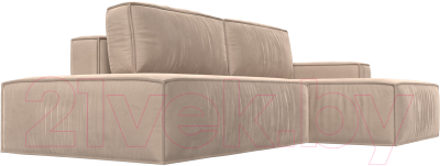 Диван угловой Лига Диванов Прага Модерн правый (велюр бежевый)