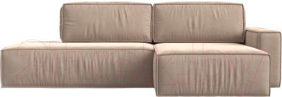 Диван угловой Лига Диванов Прага Модерн правый (велюр бежевый)