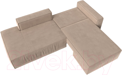 Диван угловой Лига Диванов Прага Модерн правый (велюр бежевый)