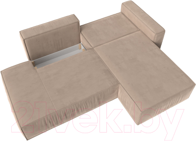 Диван угловой Лига Диванов Прага Модерн правый (велюр бежевый)