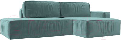 Диван угловой Лига Диванов Прага Модерн правый (велюр бирюзовый) - фото