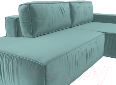 Диван угловой Лига Диванов Прага Модерн правый (велюр бирюзовый)
