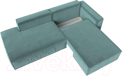 Диван угловой Лига Диванов Прага Модерн правый (велюр бирюзовый)
