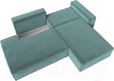 Диван угловой Лига Диванов Прага Модерн правый (велюр бирюзовый)