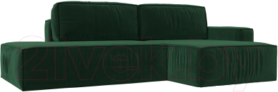Диван угловой Лига Диванов Прага Модерн правый (велюр зеленый) - фото