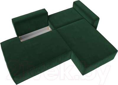 Диван угловой Лига Диванов Прага Модерн правый (велюр зеленый)