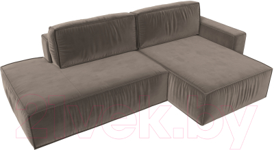 Диван угловой Лига Диванов Прага Модерн правый (велюр коричневый)