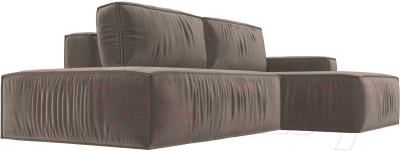 Диван угловой Лига Диванов Прага Модерн правый (велюр коричневый)