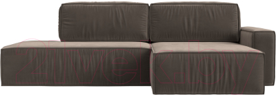 Диван угловой Лига Диванов Прага Модерн правый (велюр коричневый)