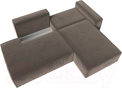 Диван угловой Лига Диванов Прага Модерн правый (велюр коричневый)