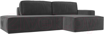 Диван угловой Лига Диванов Прага Модерн правый (велюр серый) - фото