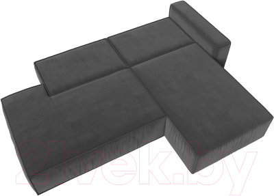 Диван угловой Лига Диванов Прага Модерн правый (велюр серый)