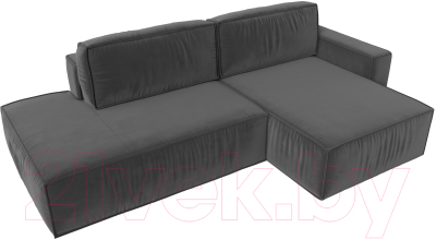 Диван угловой Лига Диванов Прага Модерн правый (велюр серый)