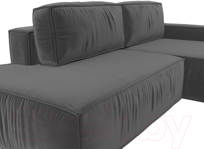 Диван угловой Лига Диванов Прага Модерн правый (велюр серый)