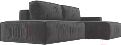 Диван угловой Лига Диванов Прага Модерн правый (велюр серый)