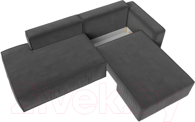 Диван угловой Лига Диванов Прага Модерн правый (велюр серый)
