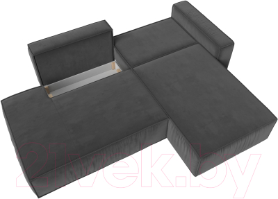 Диван угловой Лига Диванов Прага Модерн правый (велюр серый)