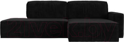 Диван угловой Лига Диванов Прага Модерн правый (велюр черный)