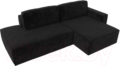 Диван угловой Лига Диванов Прага Модерн правый (велюр черный)