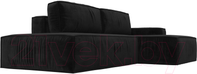 Диван угловой Лига Диванов Прага Модерн правый (велюр черный)