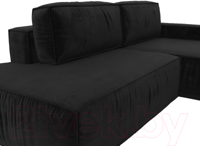 Диван угловой Лига Диванов Прага Модерн правый (велюр черный)