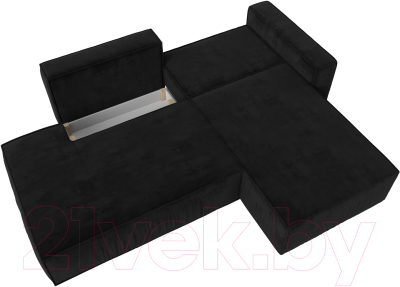Диван угловой Лига Диванов Прага Модерн правый (велюр черный)