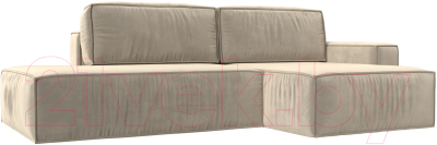 Диван угловой Лига Диванов Прага Модерн правый (микровельвет бежевый) - фото