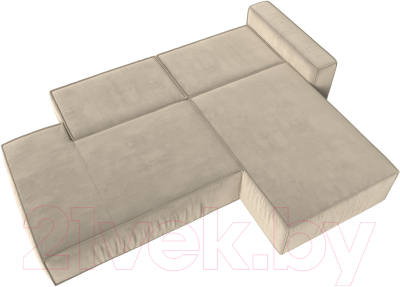 Диван угловой Лига Диванов Прага Модерн правый (микровельвет бежевый)