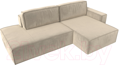 Диван угловой Лига Диванов Прага Модерн правый (микровельвет бежевый)