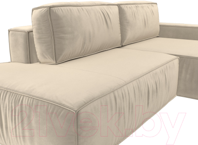 Диван угловой Лига Диванов Прага Модерн правый (микровельвет бежевый)