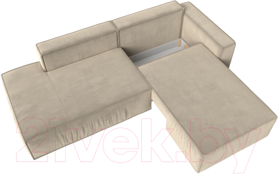 Диван угловой Лига Диванов Прага Модерн правый (микровельвет бежевый)