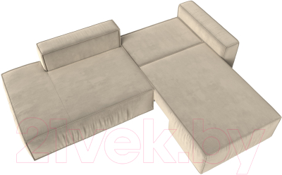 Диван угловой Лига Диванов Прага Модерн правый (микровельвет бежевый)