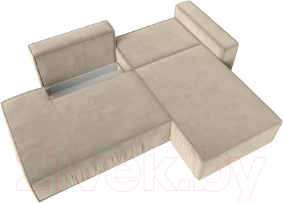 Диван угловой Лига Диванов Прага Модерн правый (микровельвет бежевый)