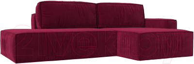 Диван угловой Лига Диванов Прага Модерн правый (микровельвет бордовый) - фото