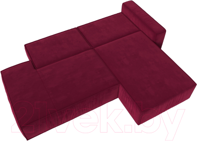 Диван угловой Лига Диванов Прага Модерн правый (микровельвет бордовый)